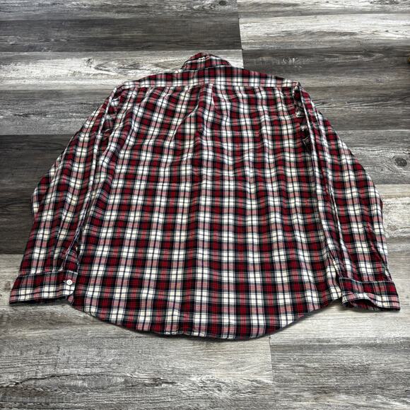 Ralph Lauren Red Green Mens XL Pony Button Down‎ Flannel Shirt Tartan Plaid - Picture 2 of 8